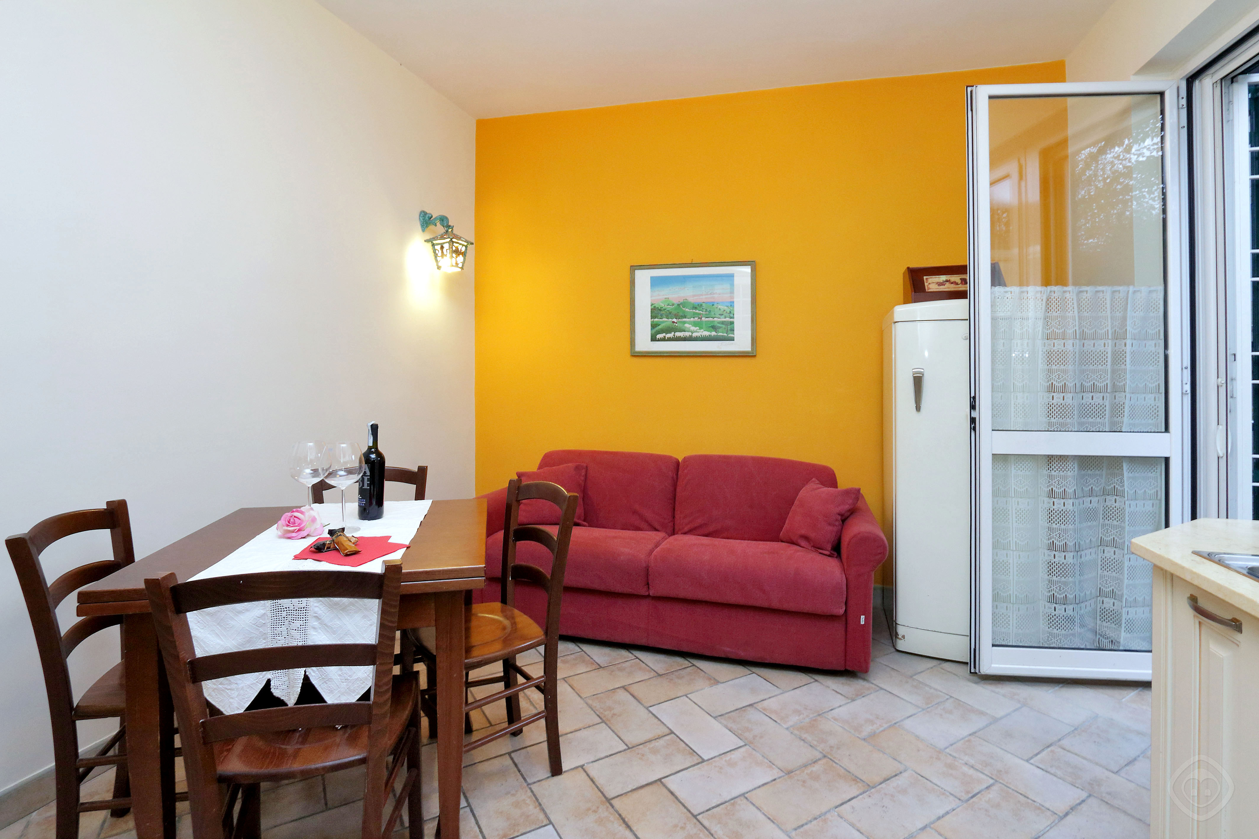 Dining Area with the View of Sofa Appia Park apartment Rome