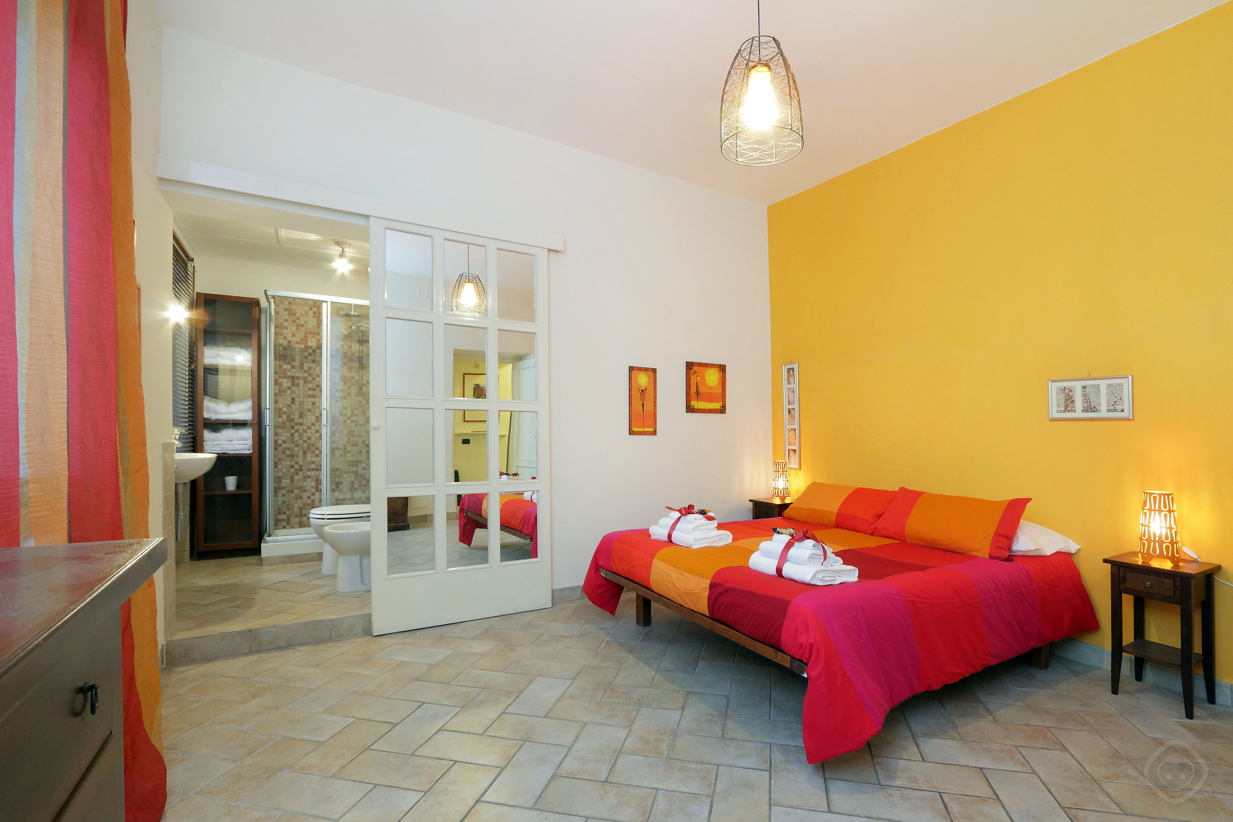 Bedroom 1 with the View of Bathroom Appia Park apartment Rome